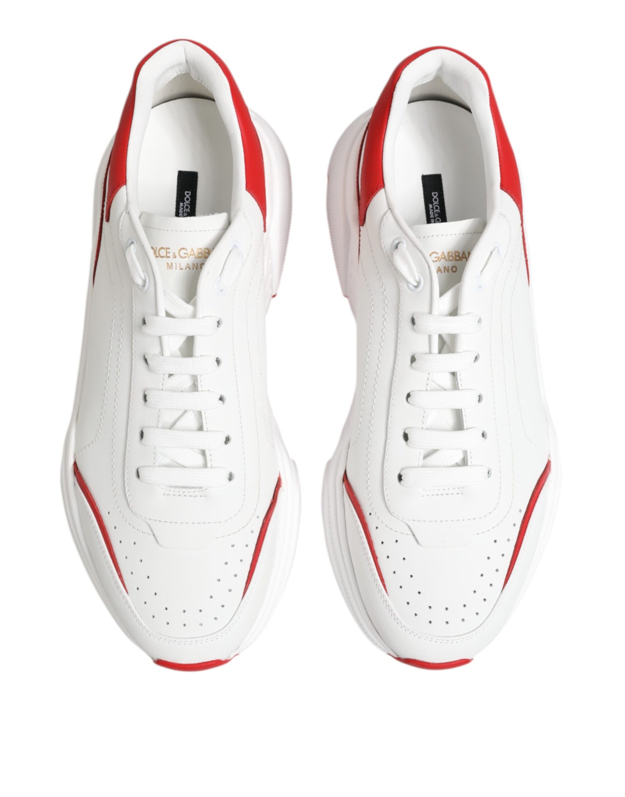 Baskets en cuir blanc et rouge Dolce &amp; Gabbana DAYMASTER
