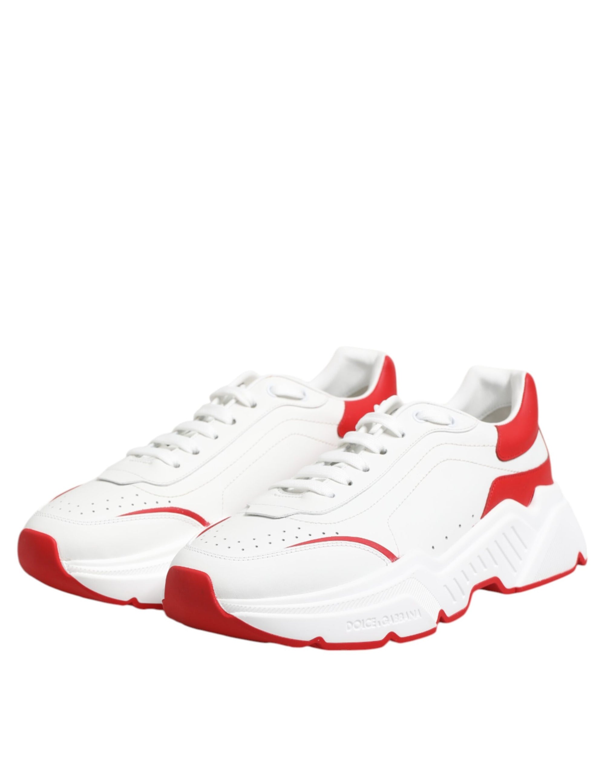 Baskets en cuir blanc et rouge Dolce &amp; Gabbana DAYMASTER
