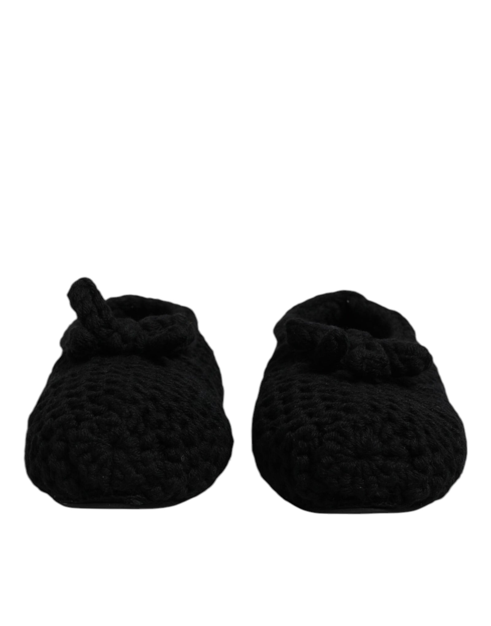 Dolce &amp; Gabbana Black Wool Slip On Flats Ballerina Shoes