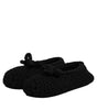 Dolce & Gabbana Black Wool Slip On Flats Ballerina Shoes