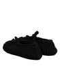 Dolce & Gabbana Black Wool Slip On Flats Ballerina Shoes