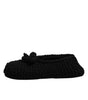 Dolce & Gabbana Black Wool Slip On Flats Ballerina Shoes