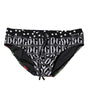 Dolce & Gabbana Black Floral Logo Beachwear Men Brief Swimwear