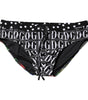 Dolce & Gabbana Black Floral Logo Beachwear Men Brief Swimwear