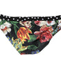Dolce & Gabbana Black Floral Logo Beachwear Men Brief Swimwear