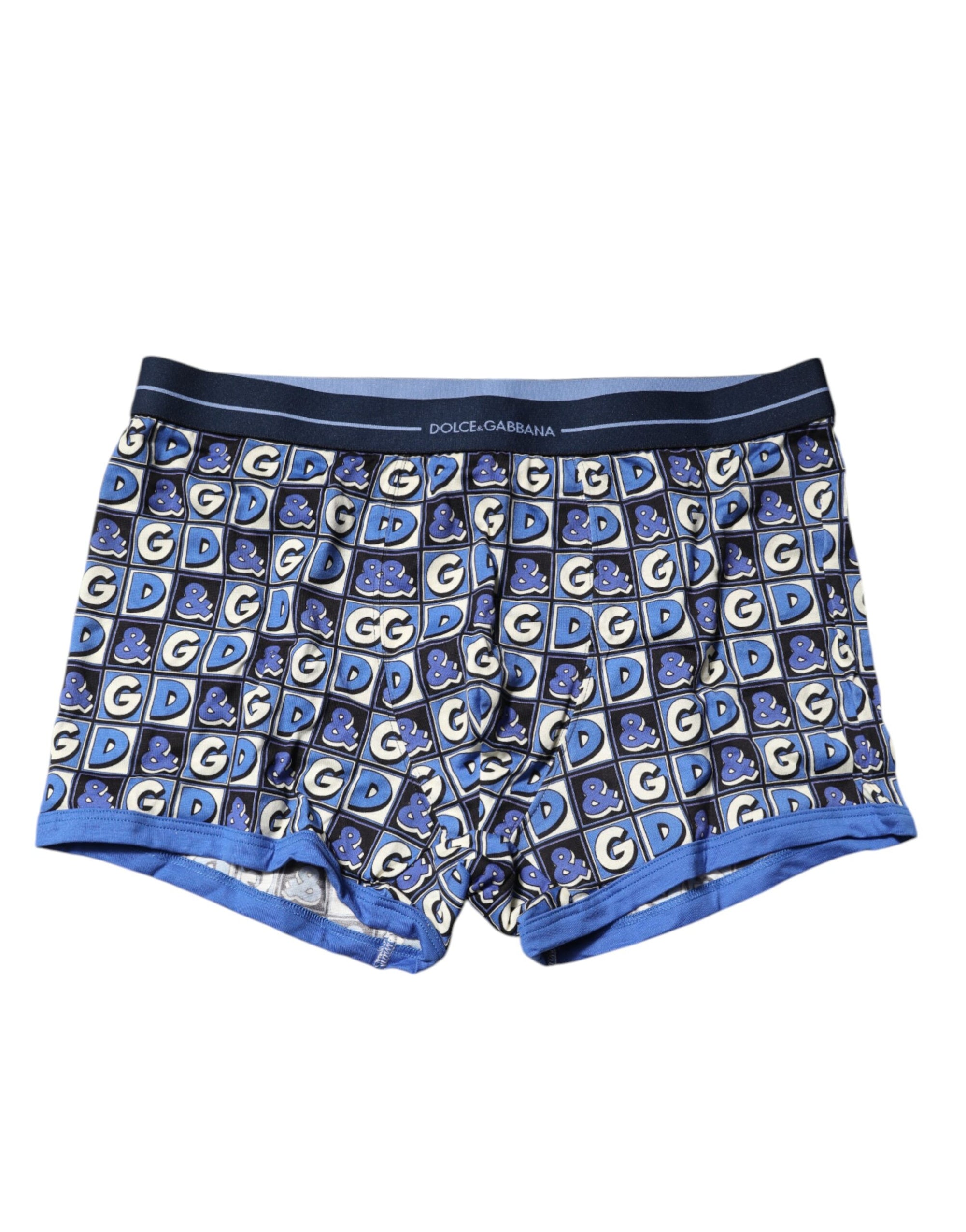 Boxer classique Dolce &amp; Gabbana en coton bleu avec logo imprimé