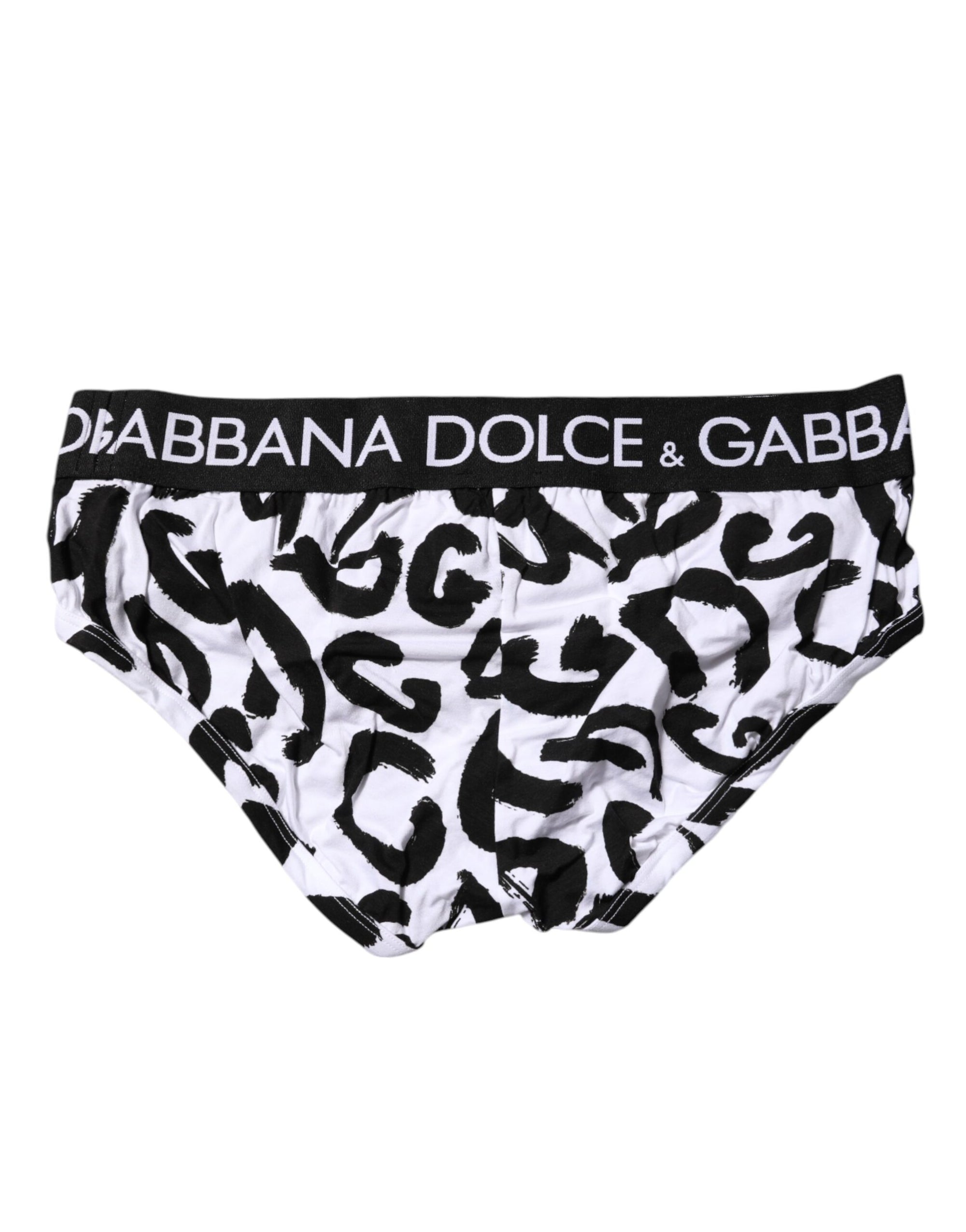 Sous-vêtement classique Dolce &amp; Gabbana à imprimé logo noir et blanc
