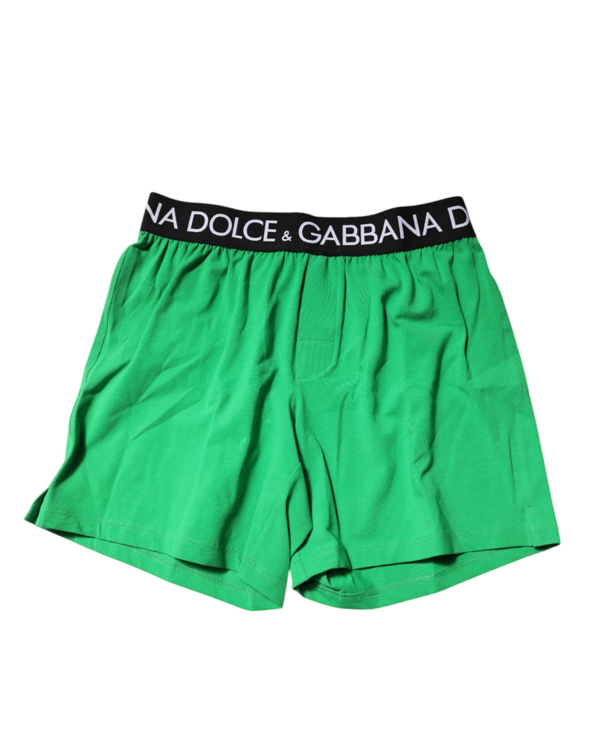 Boxer court en coton vert Dolce &amp; Gabbana