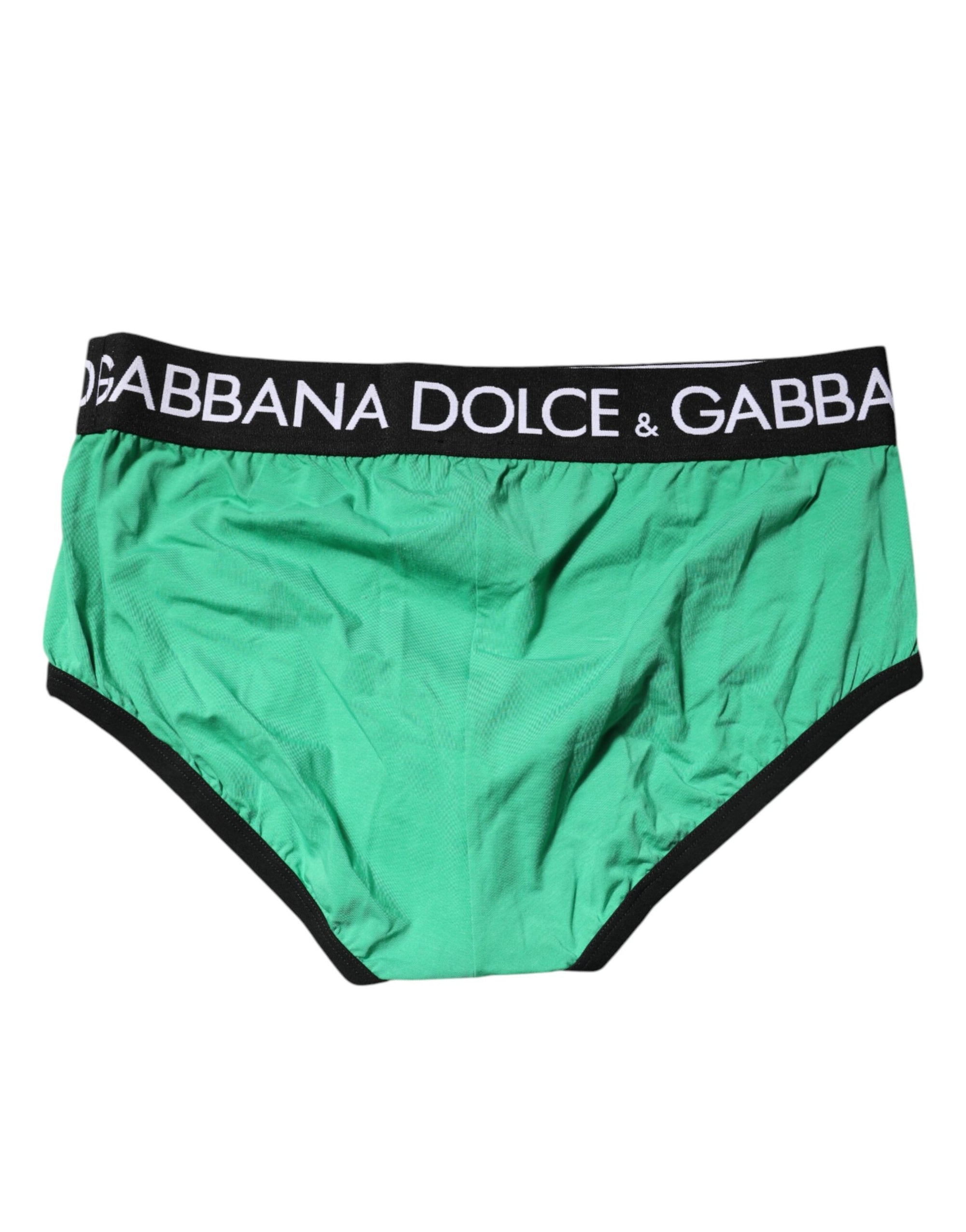 Sous-vêtement classique en coton stretch vert Dolce &amp; Gabbana