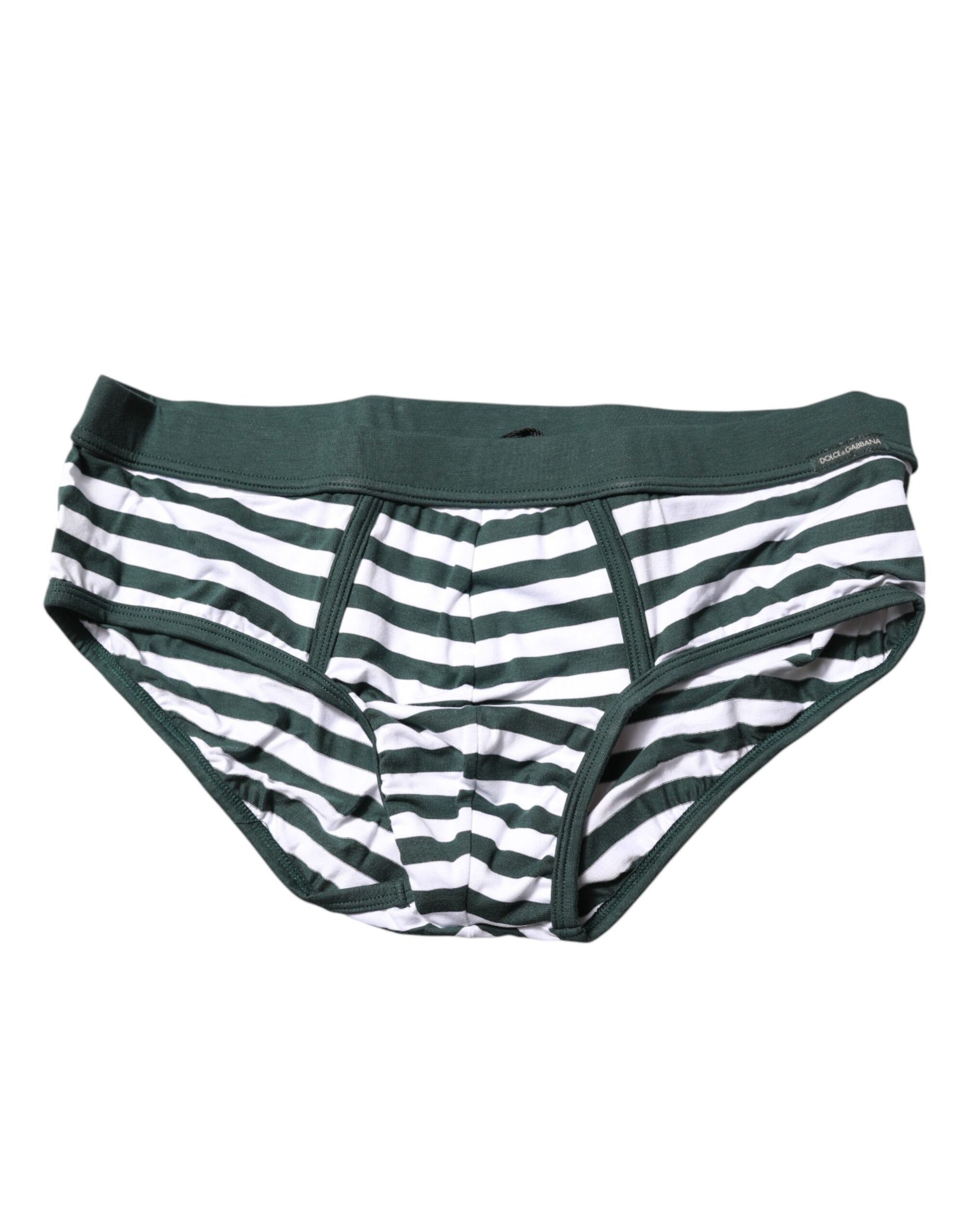 Slip classique Dolce &amp; Gabbana à rayures vertes et blanches pour homme