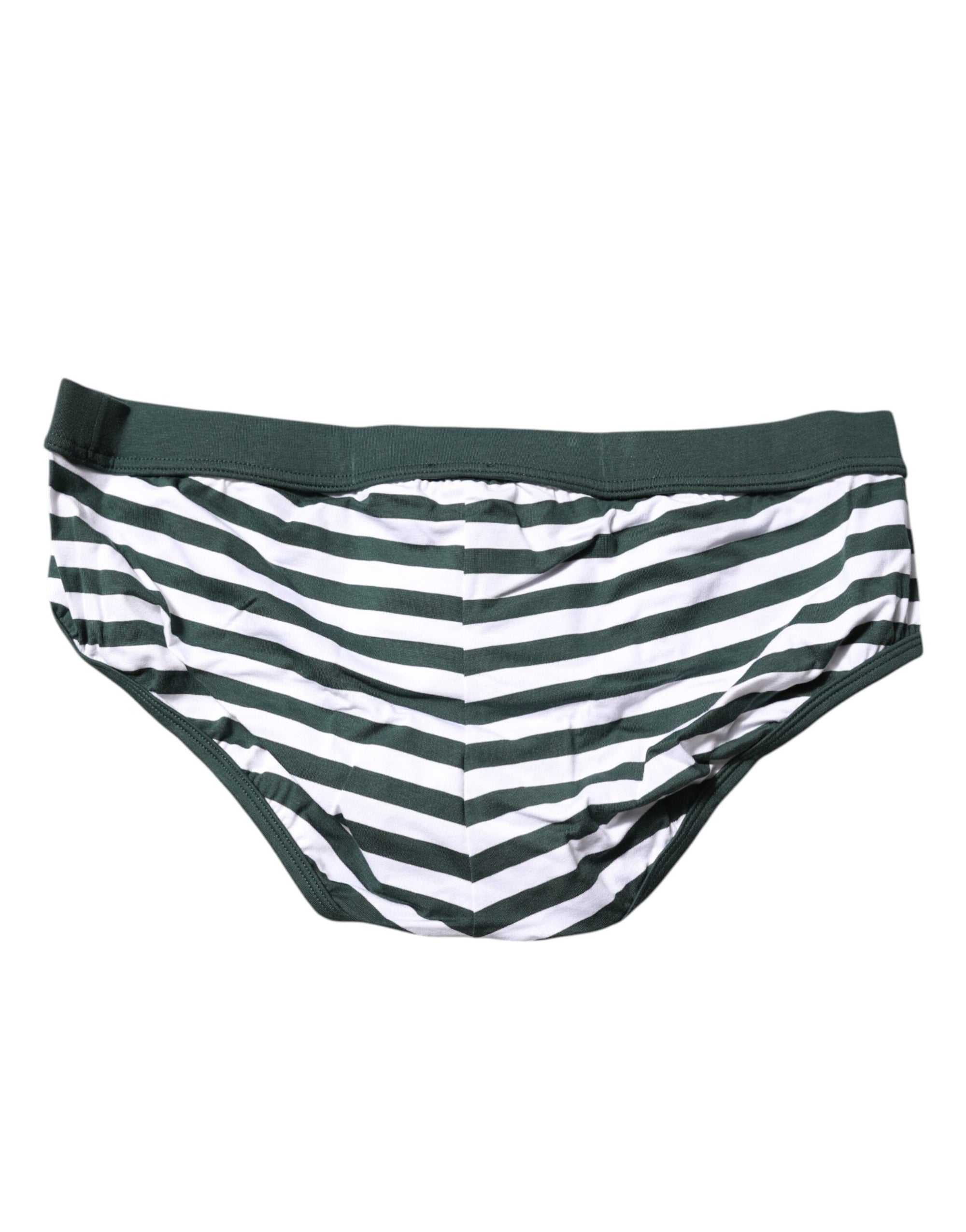 Slip classique Dolce &amp; Gabbana à rayures vertes et blanches pour homme