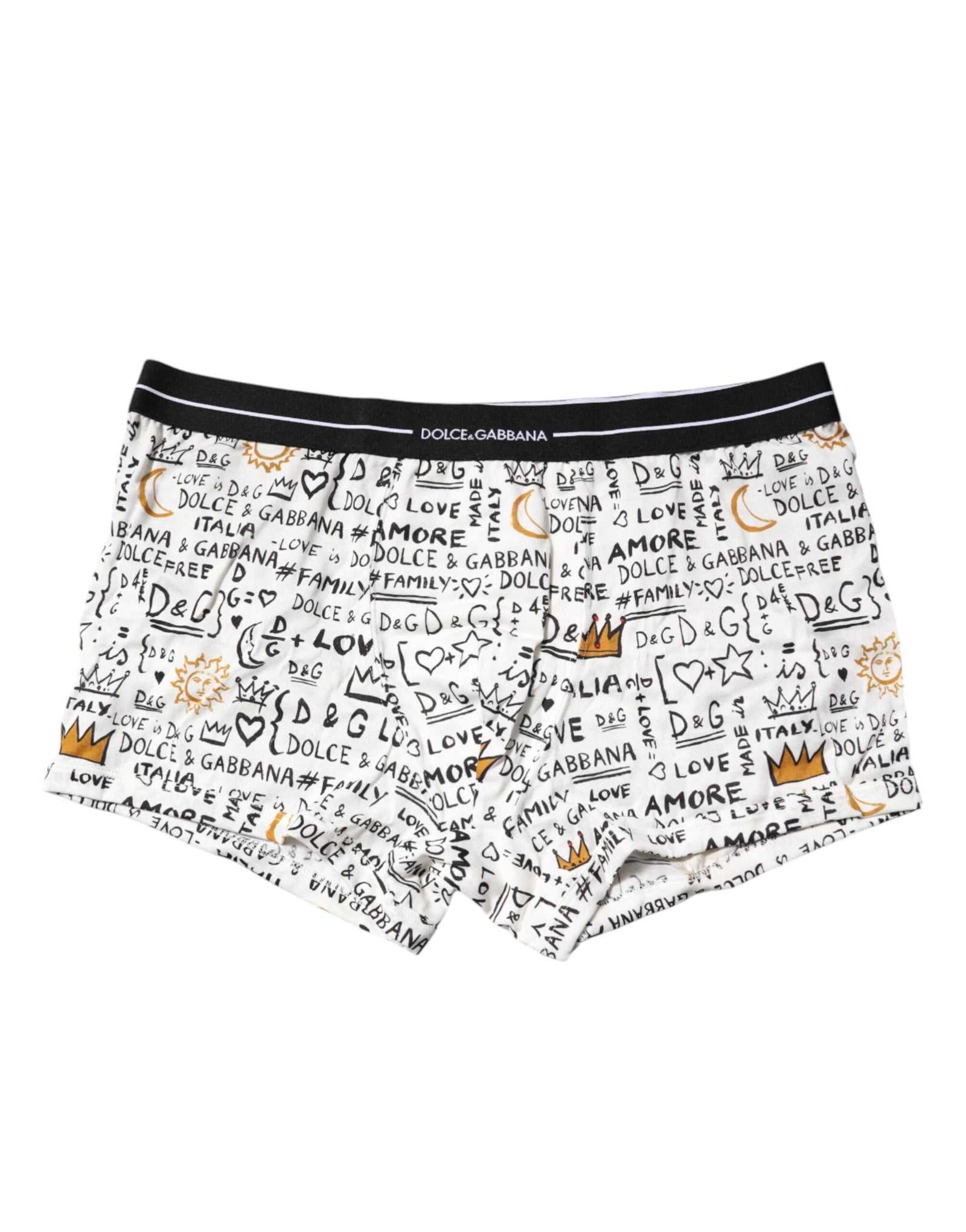 Boxer classique en coton imprimé blanc Dolce &amp; Gabbana