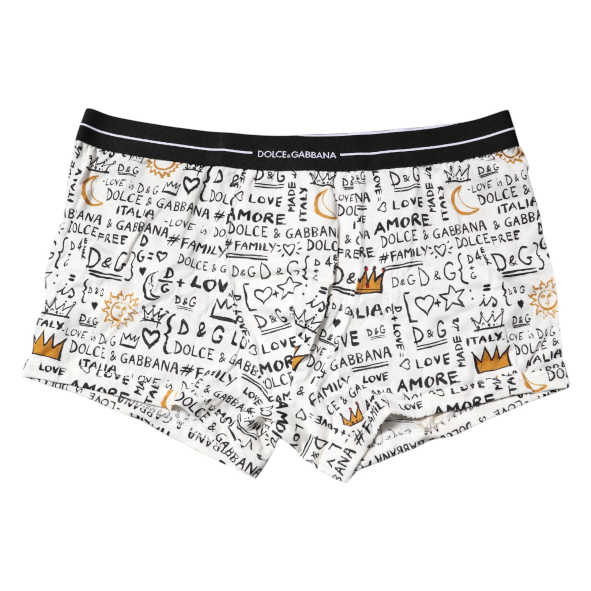 Boxer classique en coton imprimé blanc Dolce &amp; Gabbana