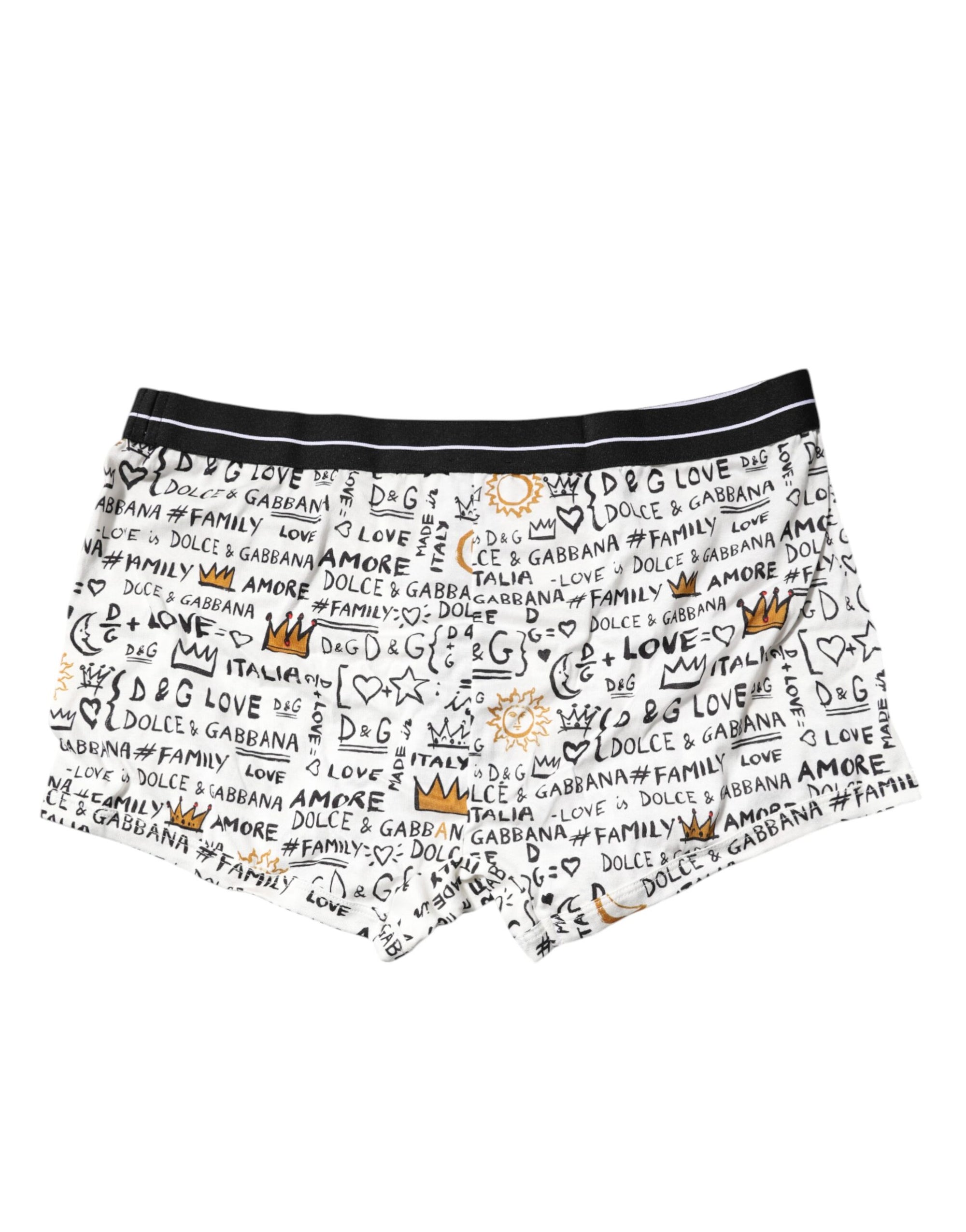 Boxer classique en coton imprimé blanc Dolce &amp; Gabbana