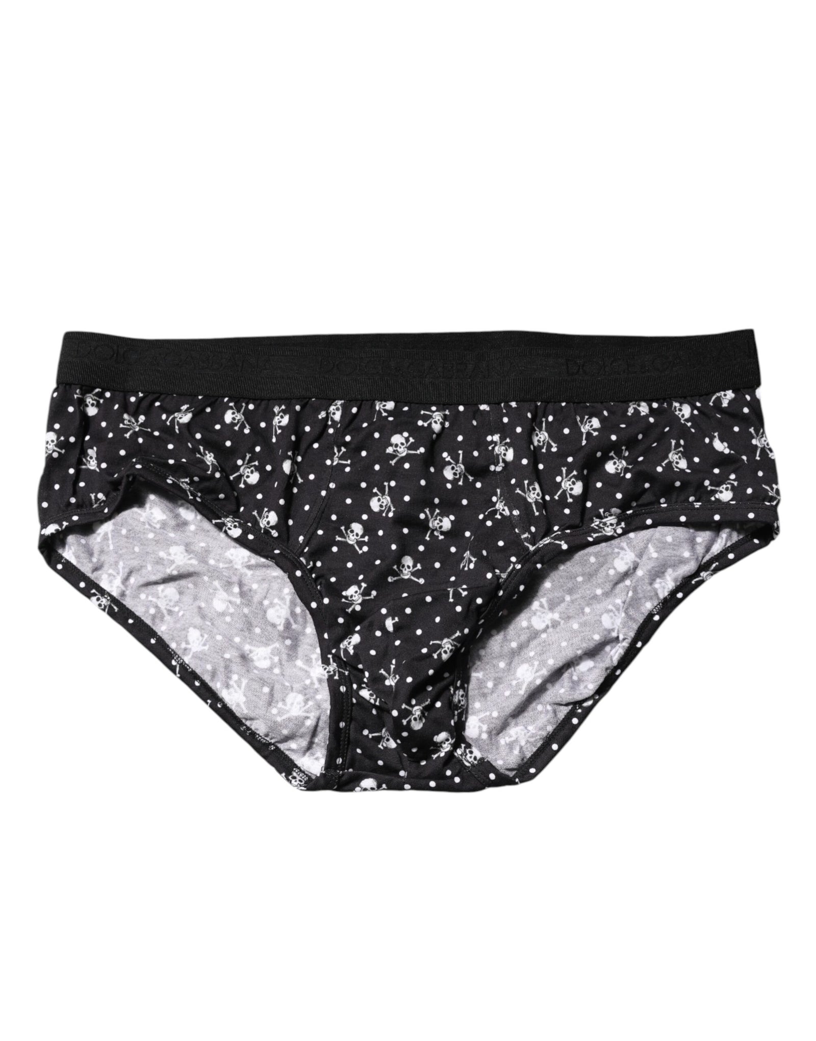 Sous-vêtement régulier en coton noir imprimé Dolce &amp; Gabbana