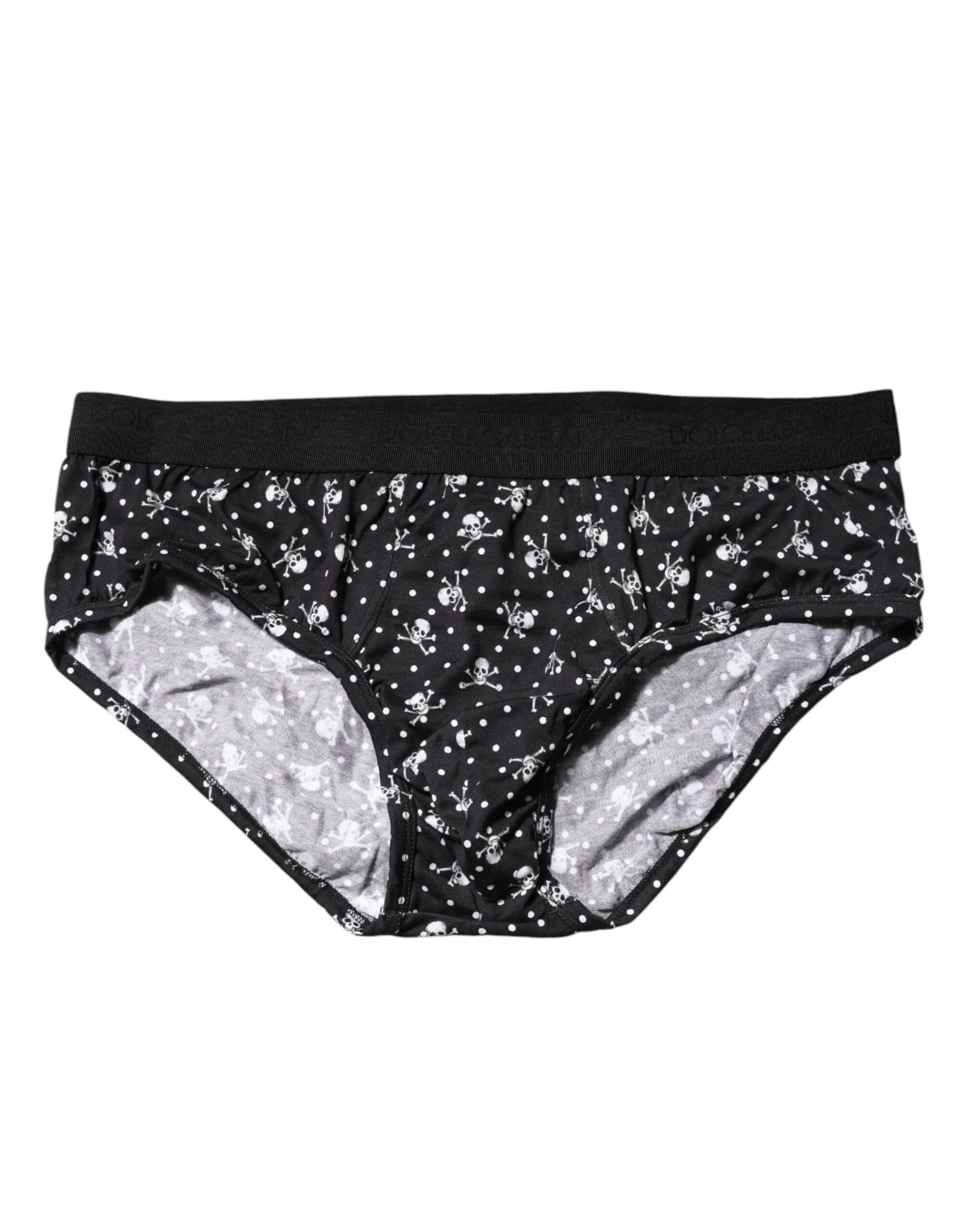 Sous-vêtement régulier en coton noir imprimé Dolce &amp; Gabbana