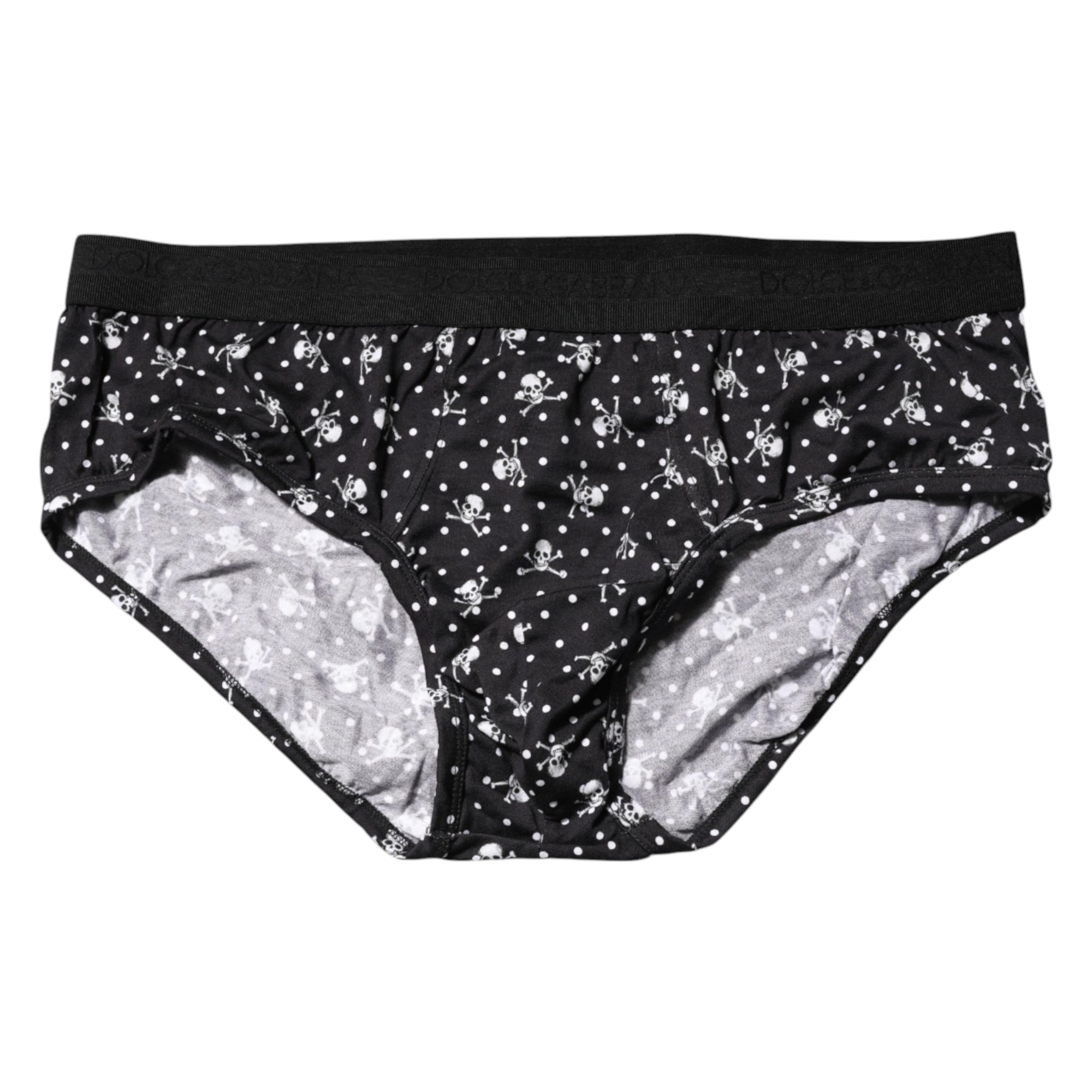 Sous-vêtement régulier en coton noir imprimé Dolce &amp; Gabbana