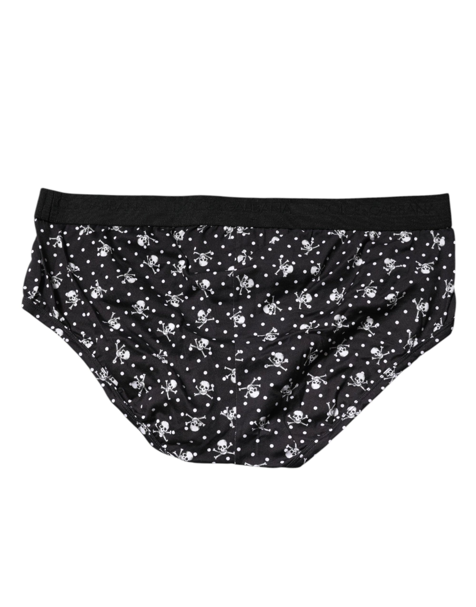 Sous-vêtement régulier en coton noir imprimé Dolce &amp; Gabbana