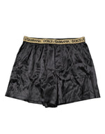 Boxer noir à taille régulière avec logo Dolce &amp; Gabbana