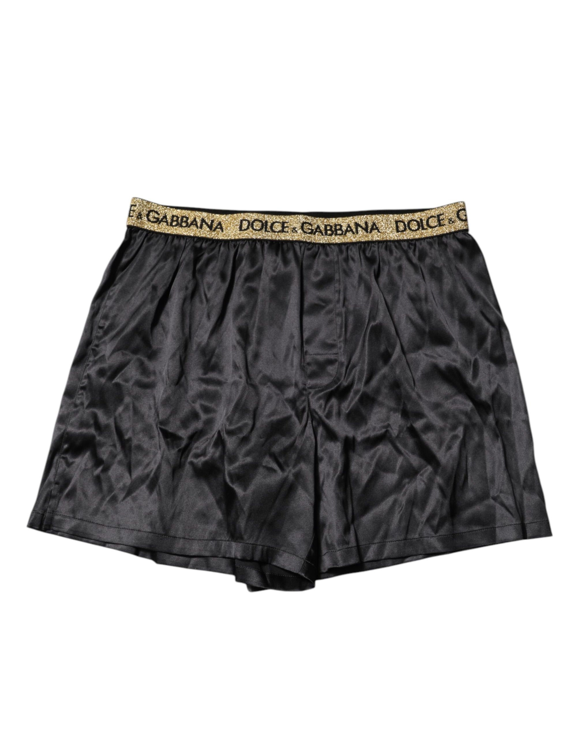 Boxer noir à taille régulière avec logo Dolce &amp; Gabbana