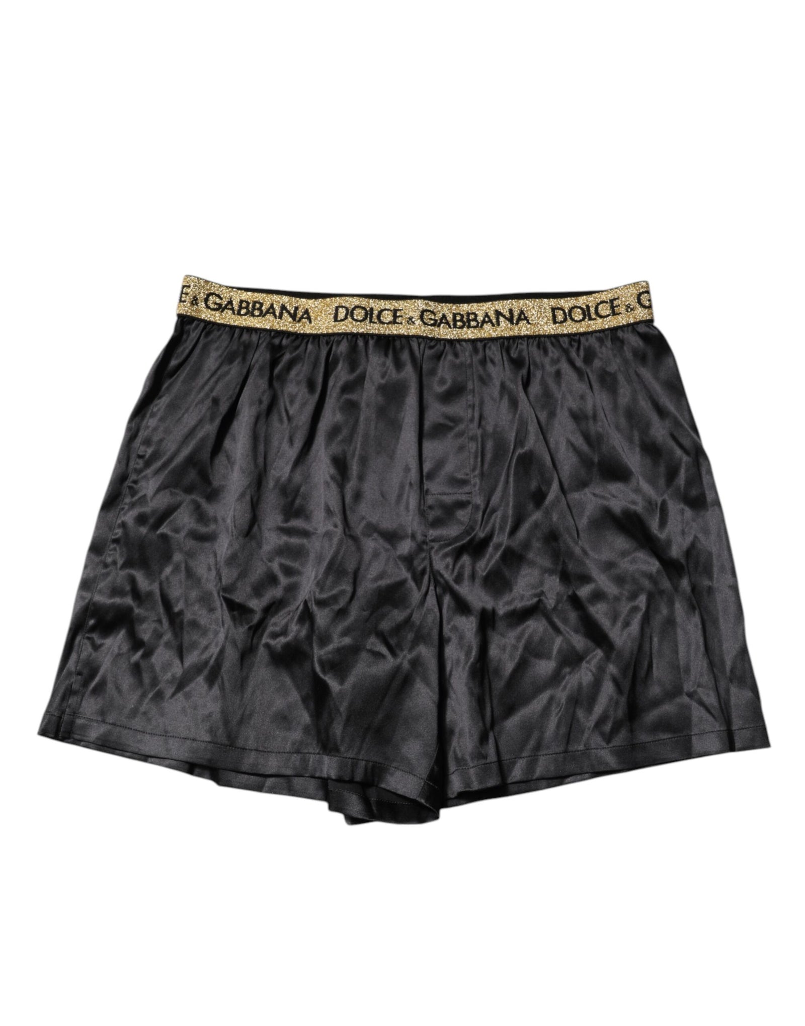 Boxer noir à taille régulière avec logo Dolce &amp; Gabbana