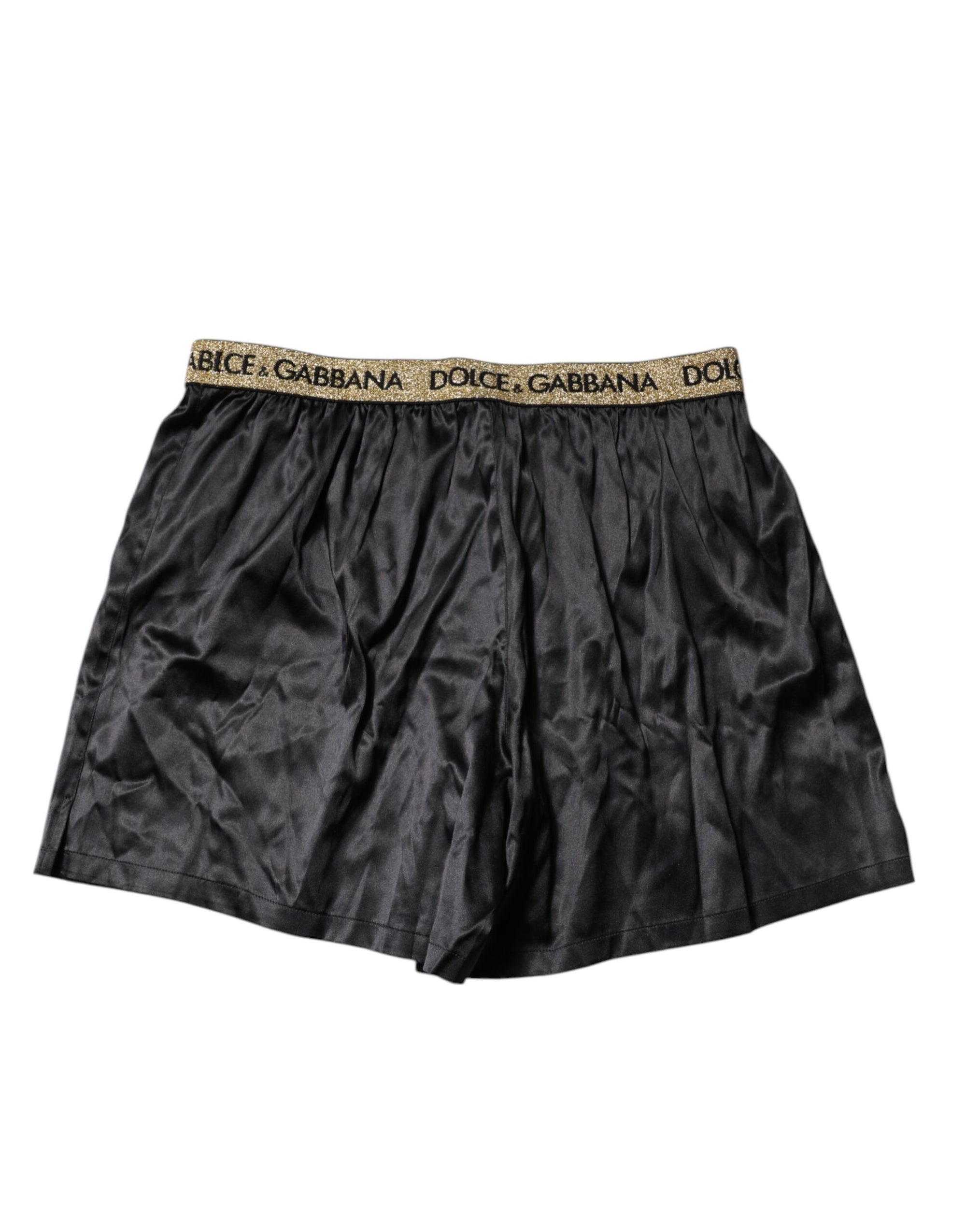 Boxer noir à taille régulière avec logo Dolce &amp; Gabbana