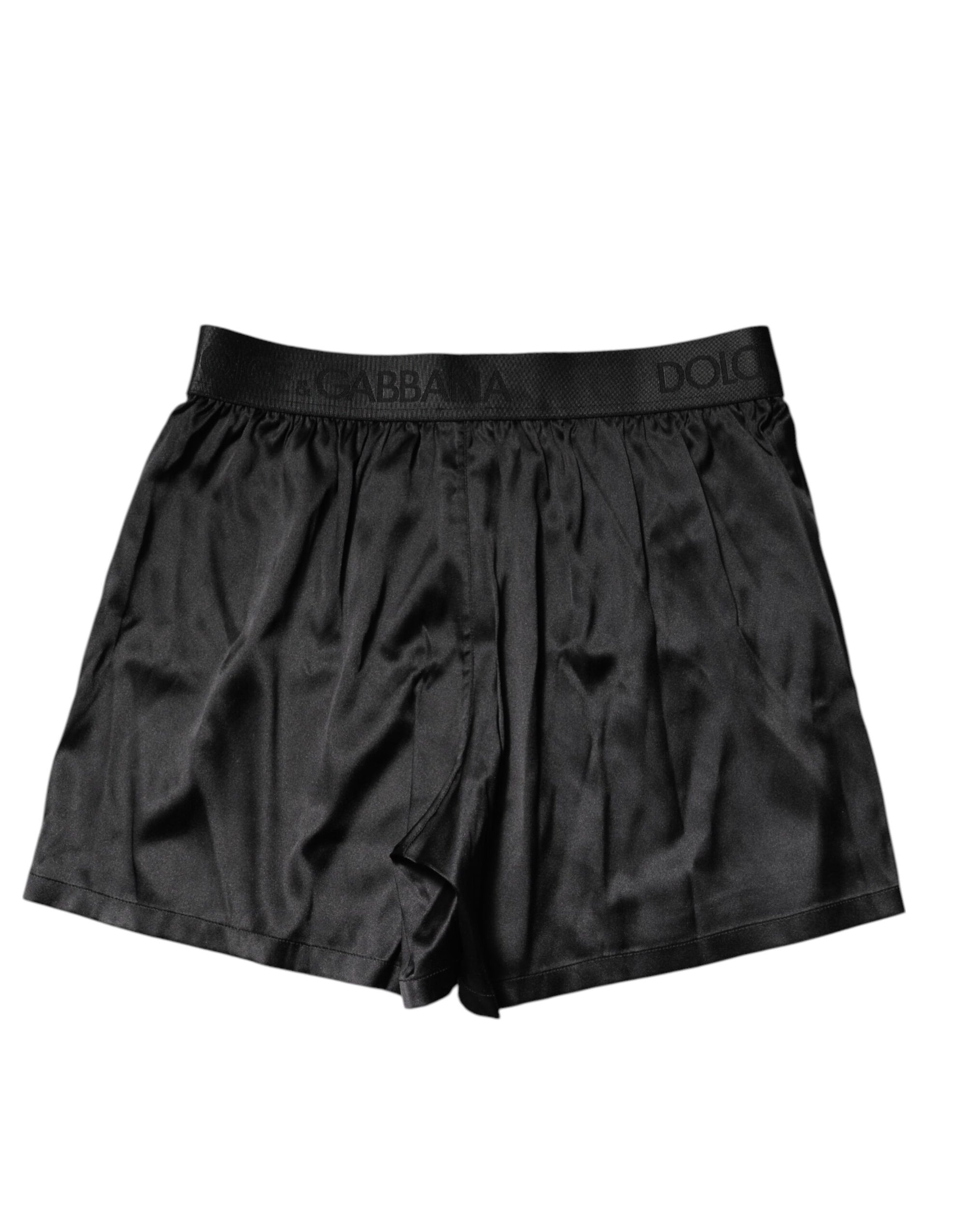 Boxer noir à taille régulière avec logo Dolce &amp; Gabbana