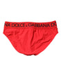 Maillot de bain slip de plage Dolce & Gabbana avec logo rouge pour homme