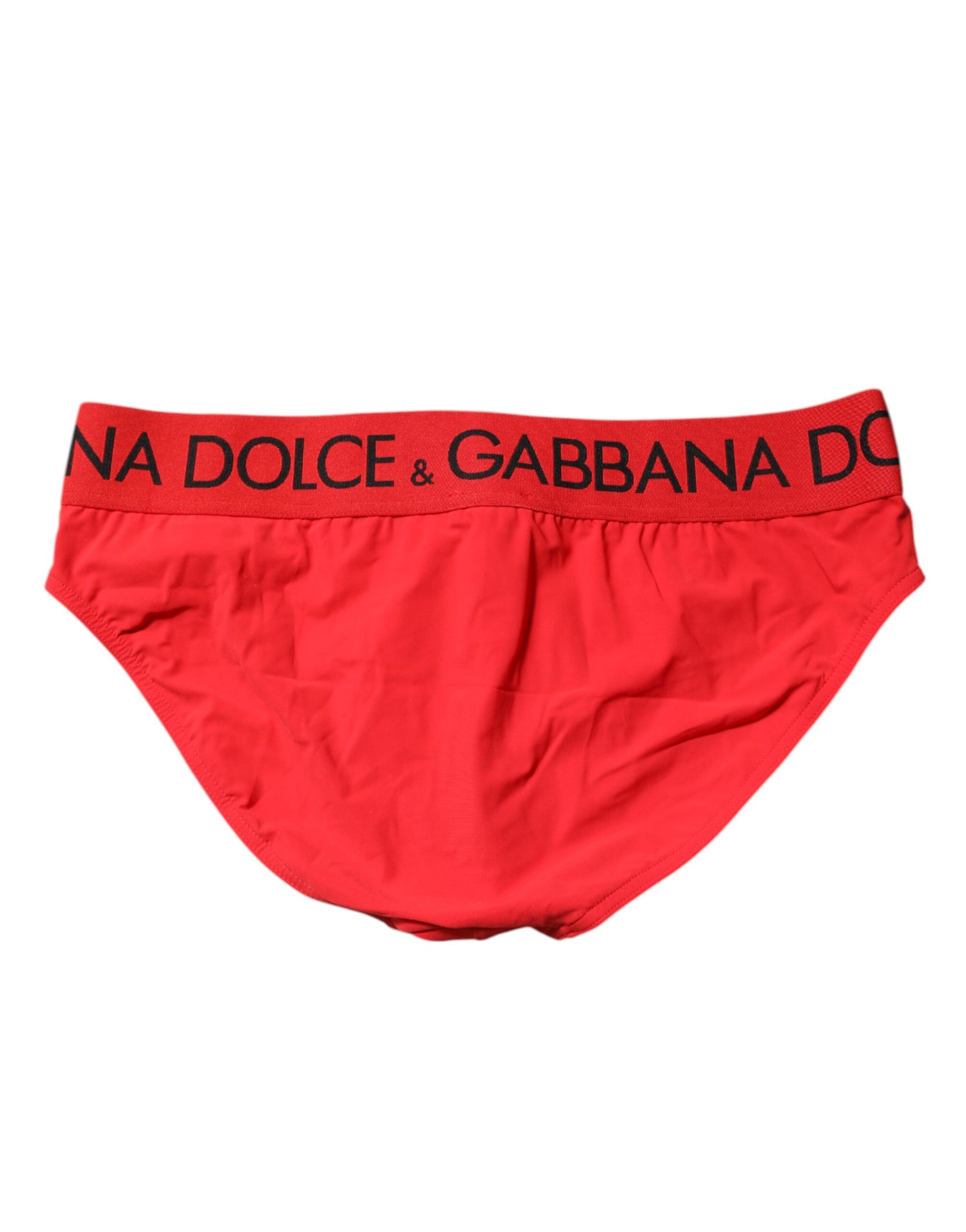 Maillot de bain slip de plage Dolce & Gabbana avec logo rouge pour homme