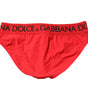 Maillot de bain slip de plage Dolce & Gabbana avec logo rouge pour homme