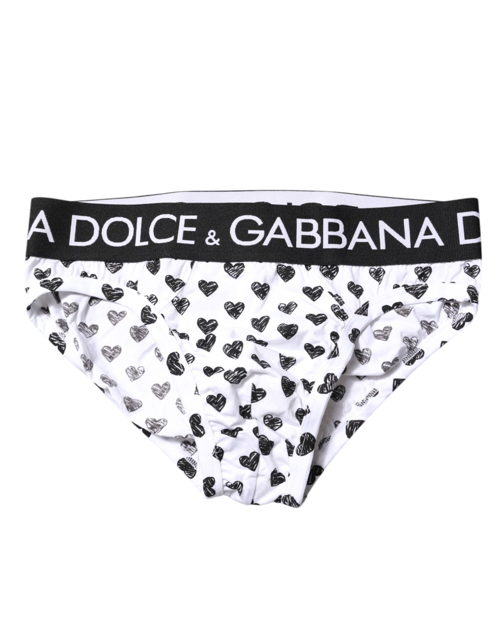 Sous-vêtement régulier imprimé cœur blanc Dolce &amp; Gabbana