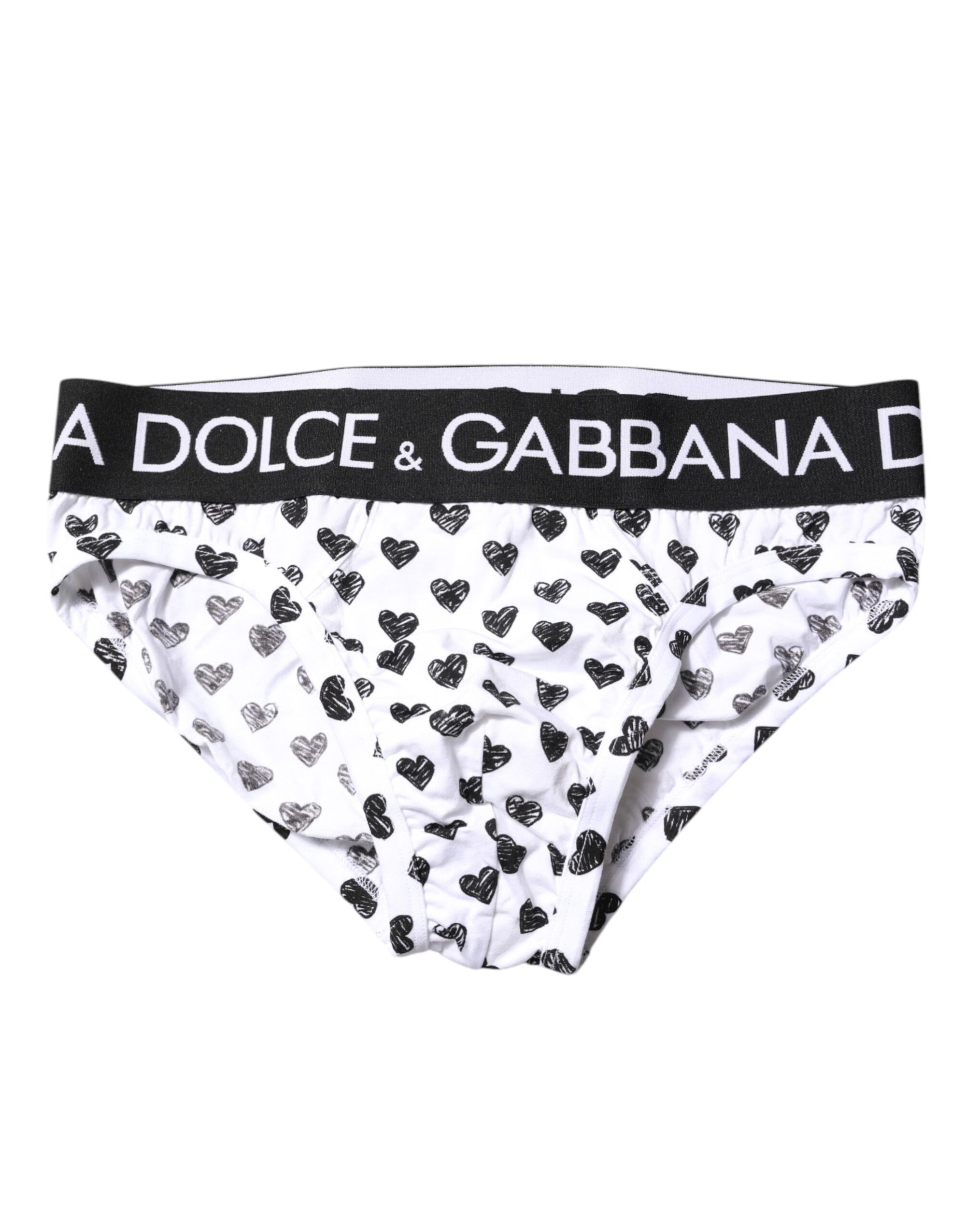 Sous-vêtement régulier imprimé cœur blanc Dolce &amp; Gabbana