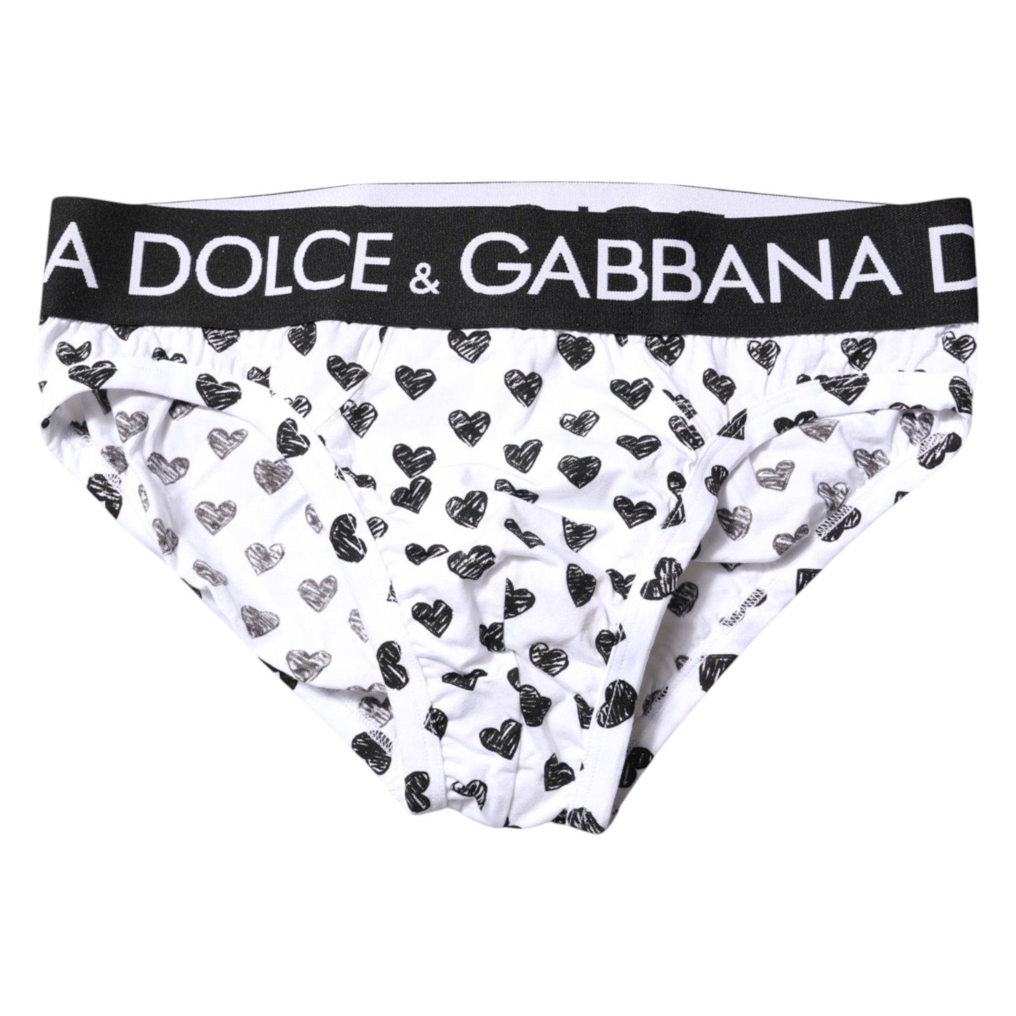 Sous-vêtement régulier imprimé cœur blanc Dolce &amp; Gabbana