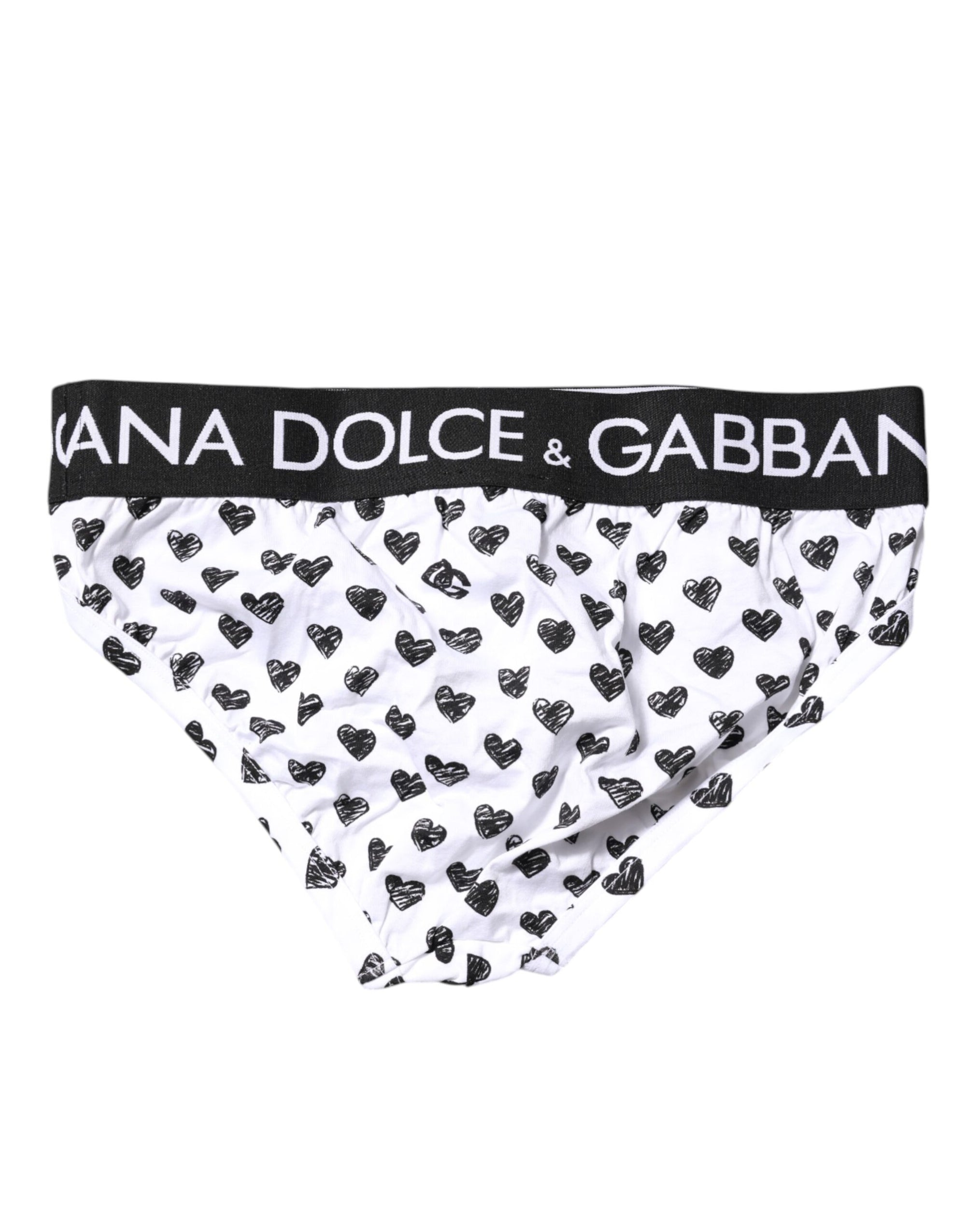 Sous-vêtement régulier imprimé cœur blanc Dolce &amp; Gabbana