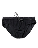 Maillot de bain slip de plage noir à cordon de serrage Dolce & Gabbana pour homme