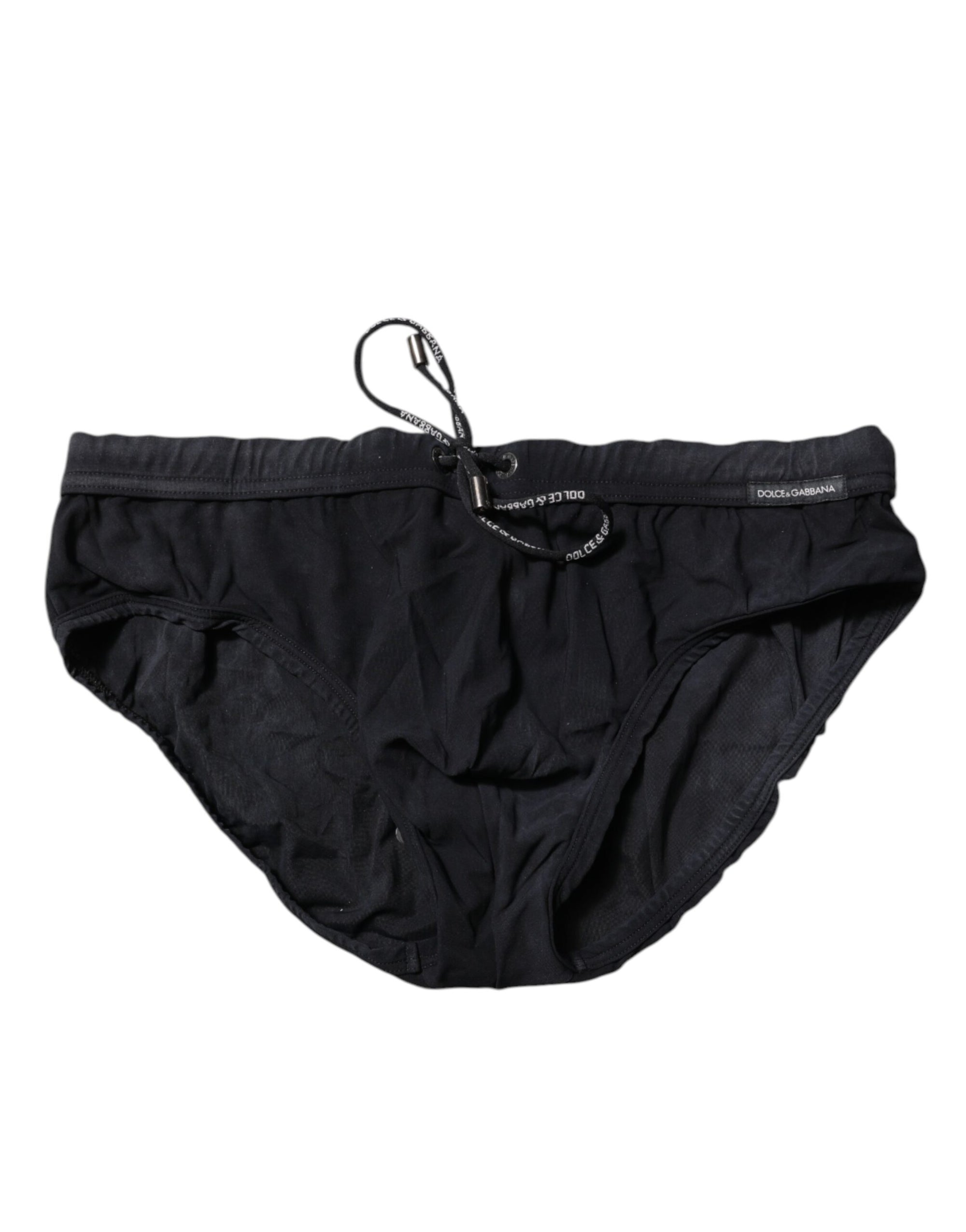 Maillot de bain slip de plage noir à cordon de serrage Dolce & Gabbana pour homme