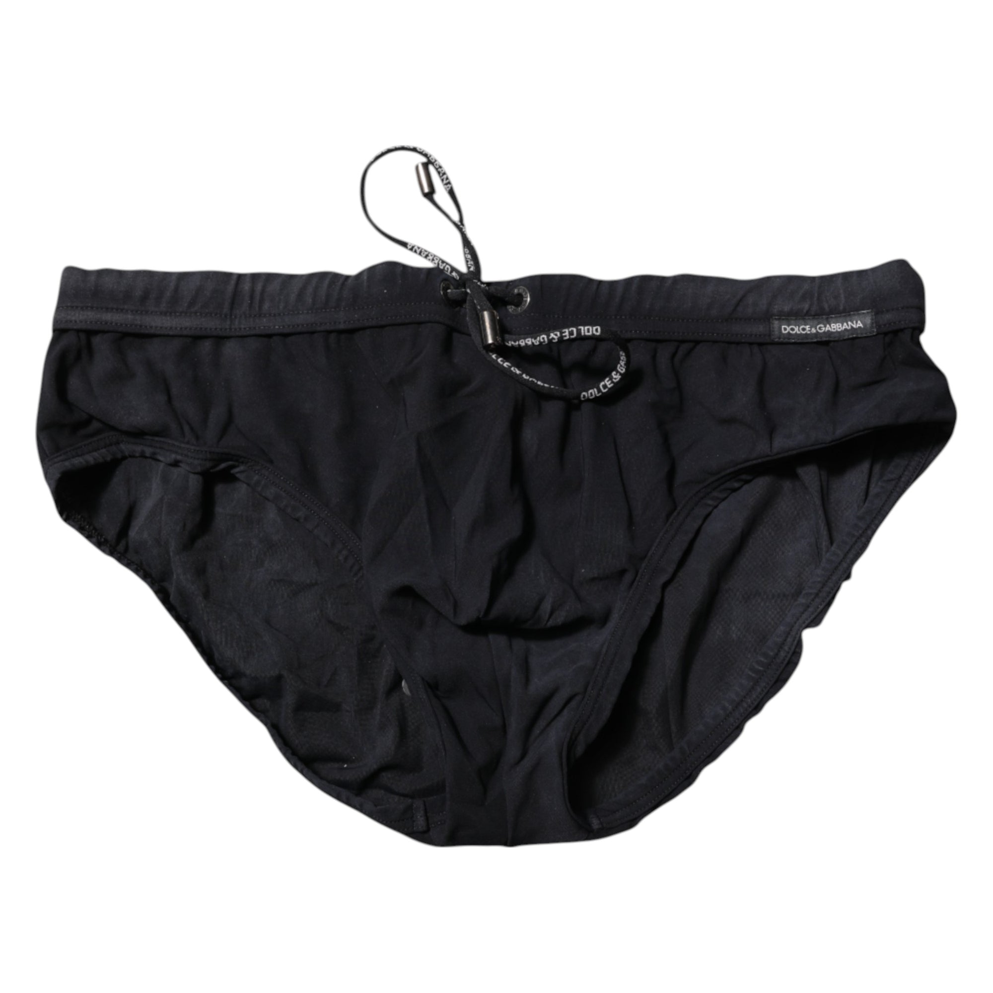 Maillot de bain slip de plage noir à cordon de serrage Dolce & Gabbana pour homme