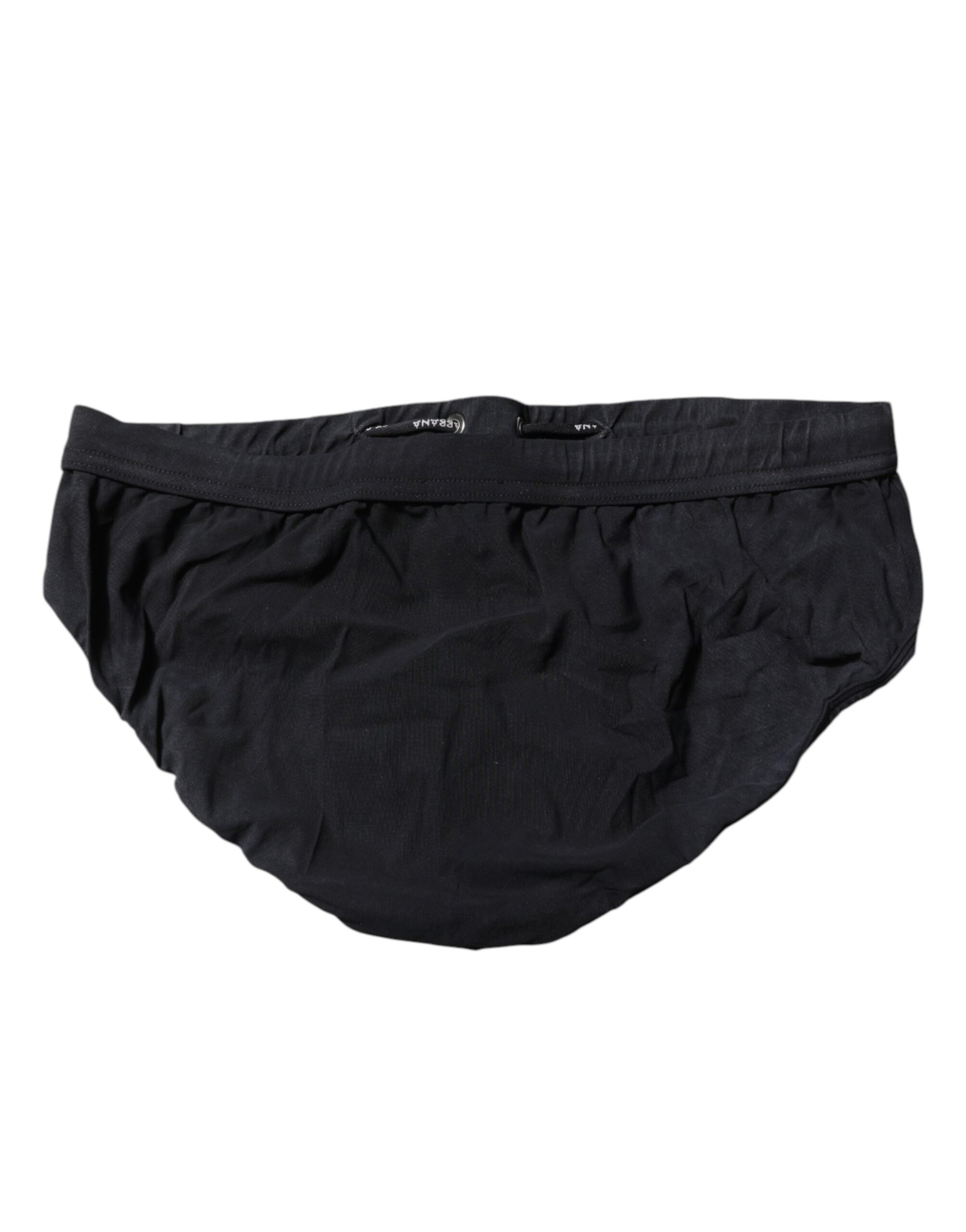 Maillot de bain slip de plage noir à cordon de serrage Dolce & Gabbana pour homme