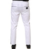 Dolce & Gabbana White Cotton Stretch Logo Men Jogger Pants