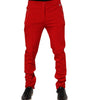 Dolce & Gabbana Red Viscose Logo Jogger Men Sweatpants Pants