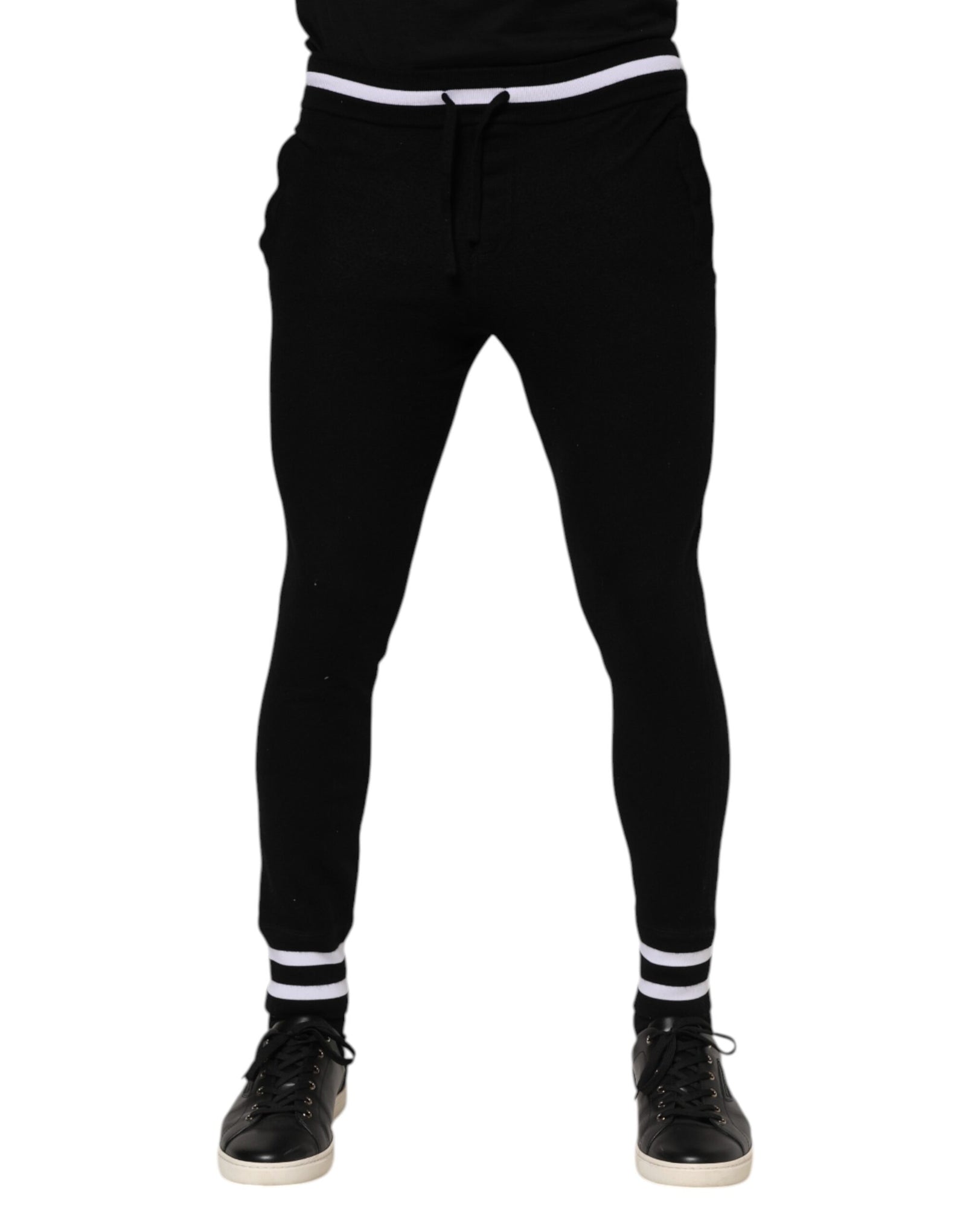 Dolce & Gabbana Black Wool Men Jogger Sweatpants Pants