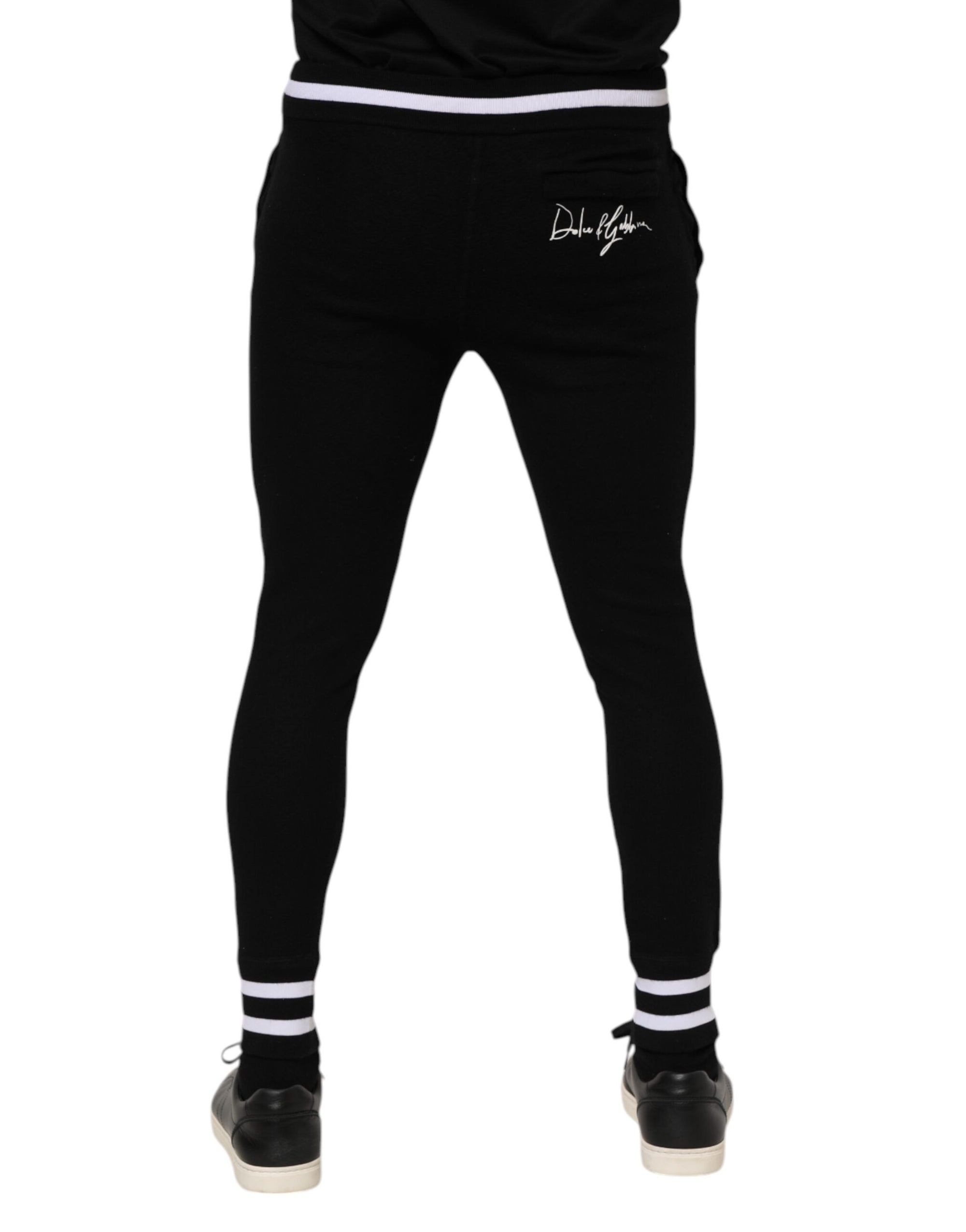 Dolce & Gabbana Black Wool Men Jogger Sweatpants Pants