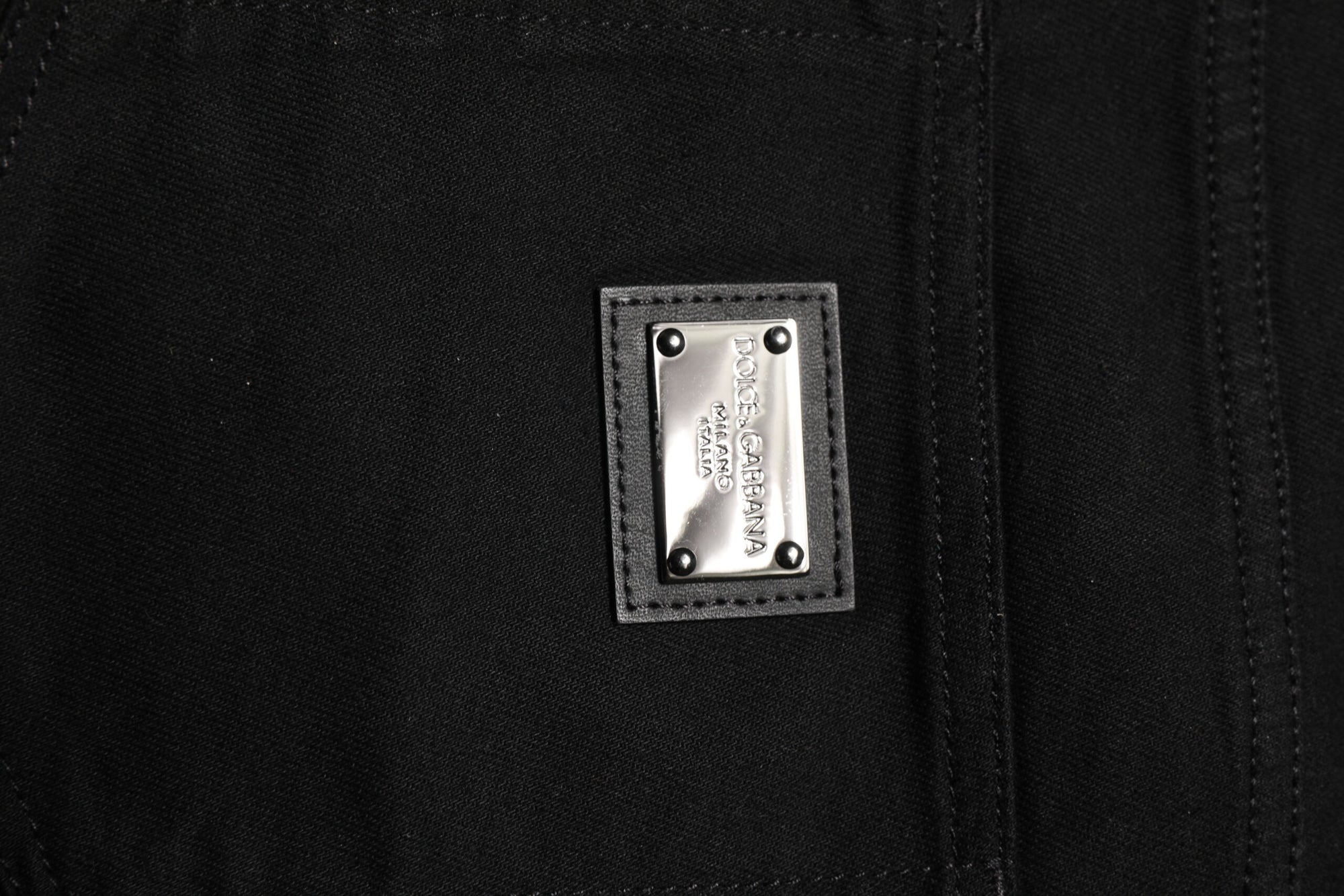 Dolce & Gabbana Black Cotton Logo Plaque Denim Jeans