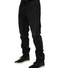 Dolce & Gabbana Black Cotton Logo Plaque Skinny Denim Jeans