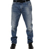 Dolce & Gabbana Blue Washed Cotton Logo Plaque Denim Jeans