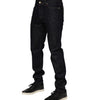 Dolce & Gabbana Dark Blue Cotton Logo Plaque Men Denim Jeans