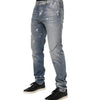 Dolce & Gabbana Blue Cotton Tattered Slim Fit Men Denim Jeans