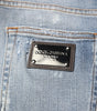 Dolce & Gabbana Blue Cotton Tattered Slim Fit Men Denim Jeans