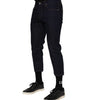 Dolce & Gabbana Dark Blue Cotton Logo Slim Fit Men Denim Jeans