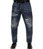 Dolce & Gabbana Blue Cotton Tattered Tapered Men Denim Jeans